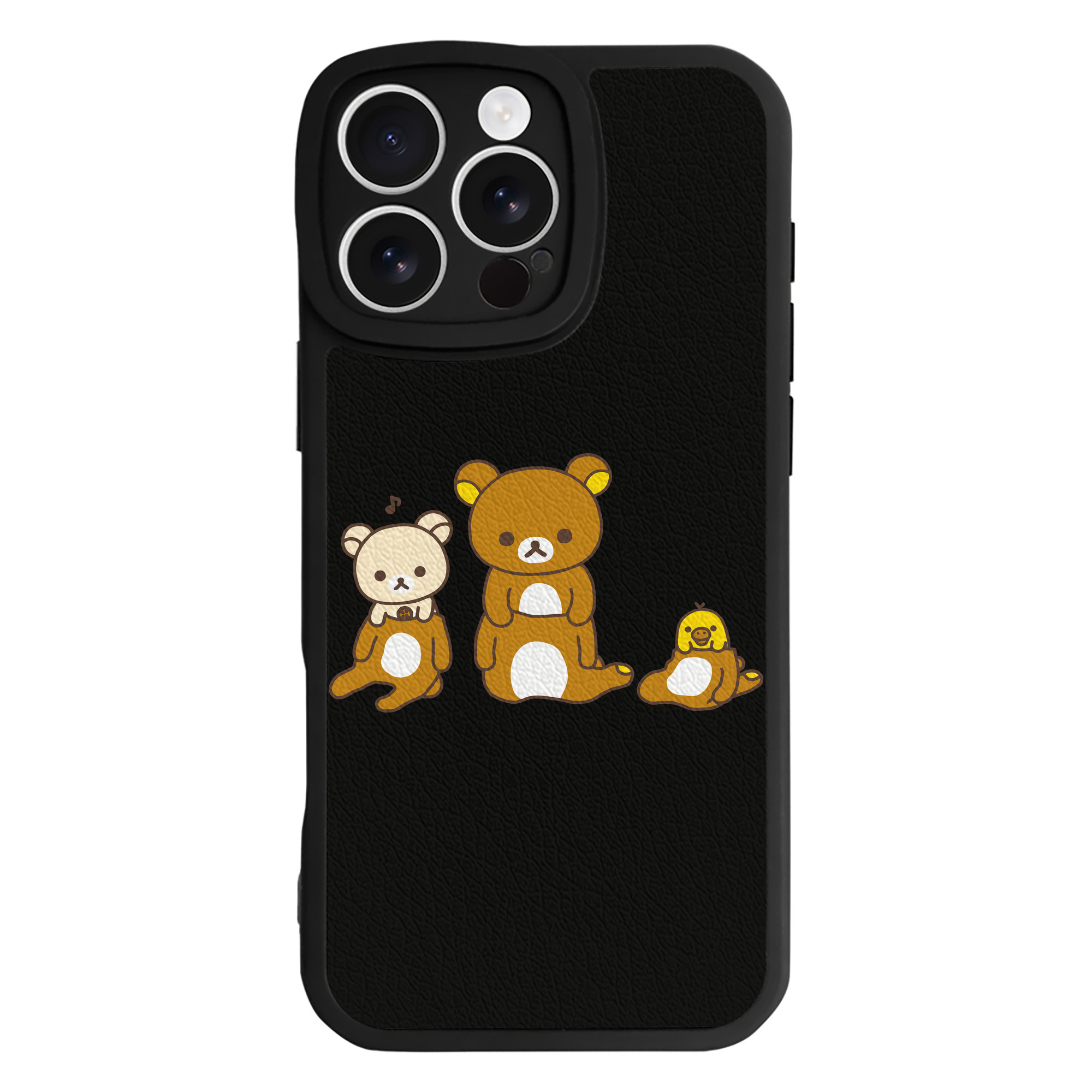 （画像用） リラックマ リラックマ キイロイトリ Rilakkuma Korilakkuma Kiiroitori 【iPhone 16シリーズ対応】シリコンスマホケース（レザー調） 材質：シリコン